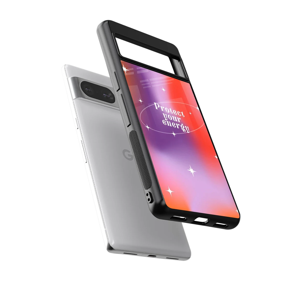 Protect Your Energy sleek google pixel 8 cover with tempered glass back and TPU edges