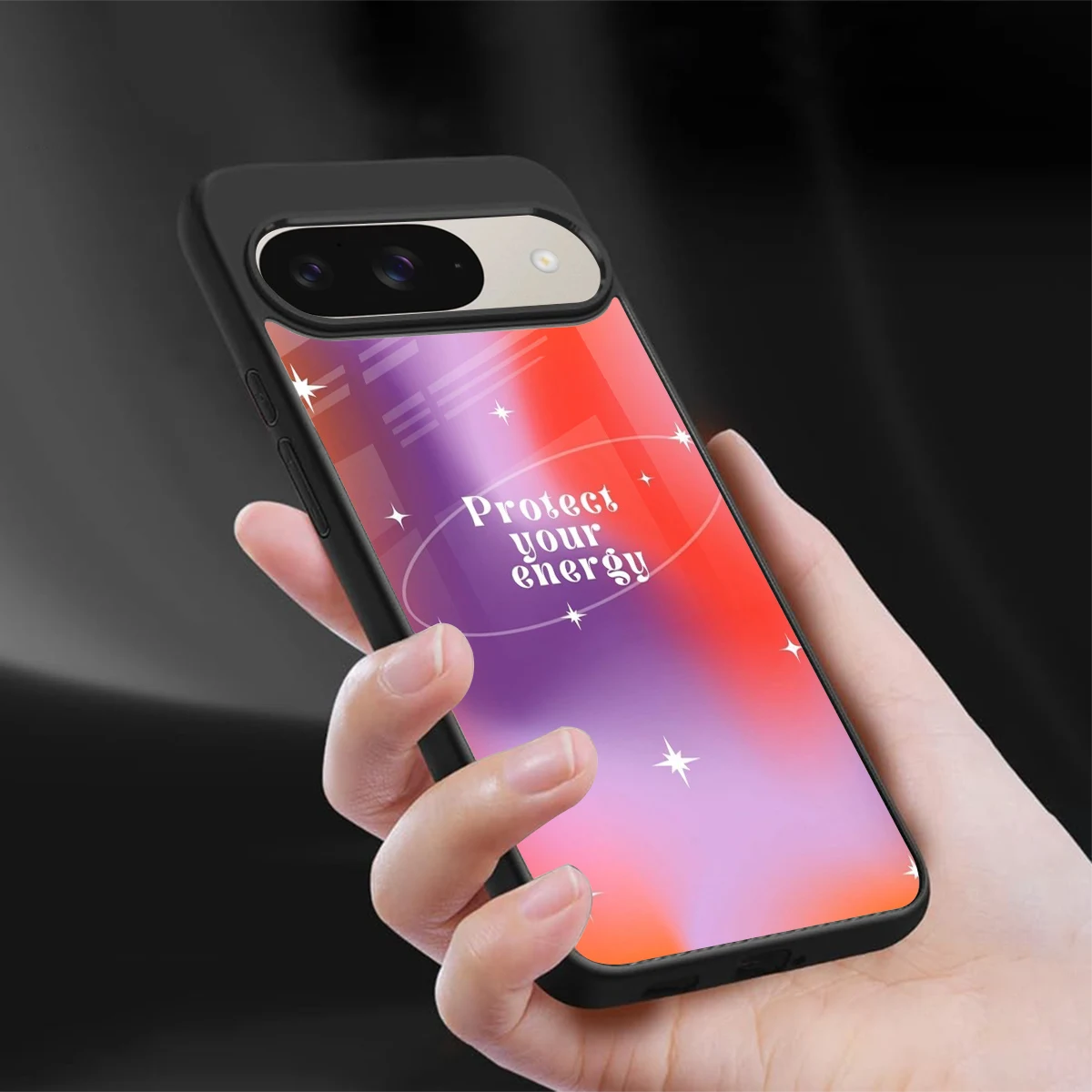 Protect Your Energy sleek google pixel 9 cover with tempered glass back and TPU edges