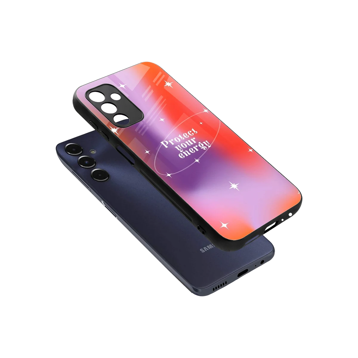 Protect Your Energy sleek samsung galaxy m14 5g cover with tempered glass back and TPU edges