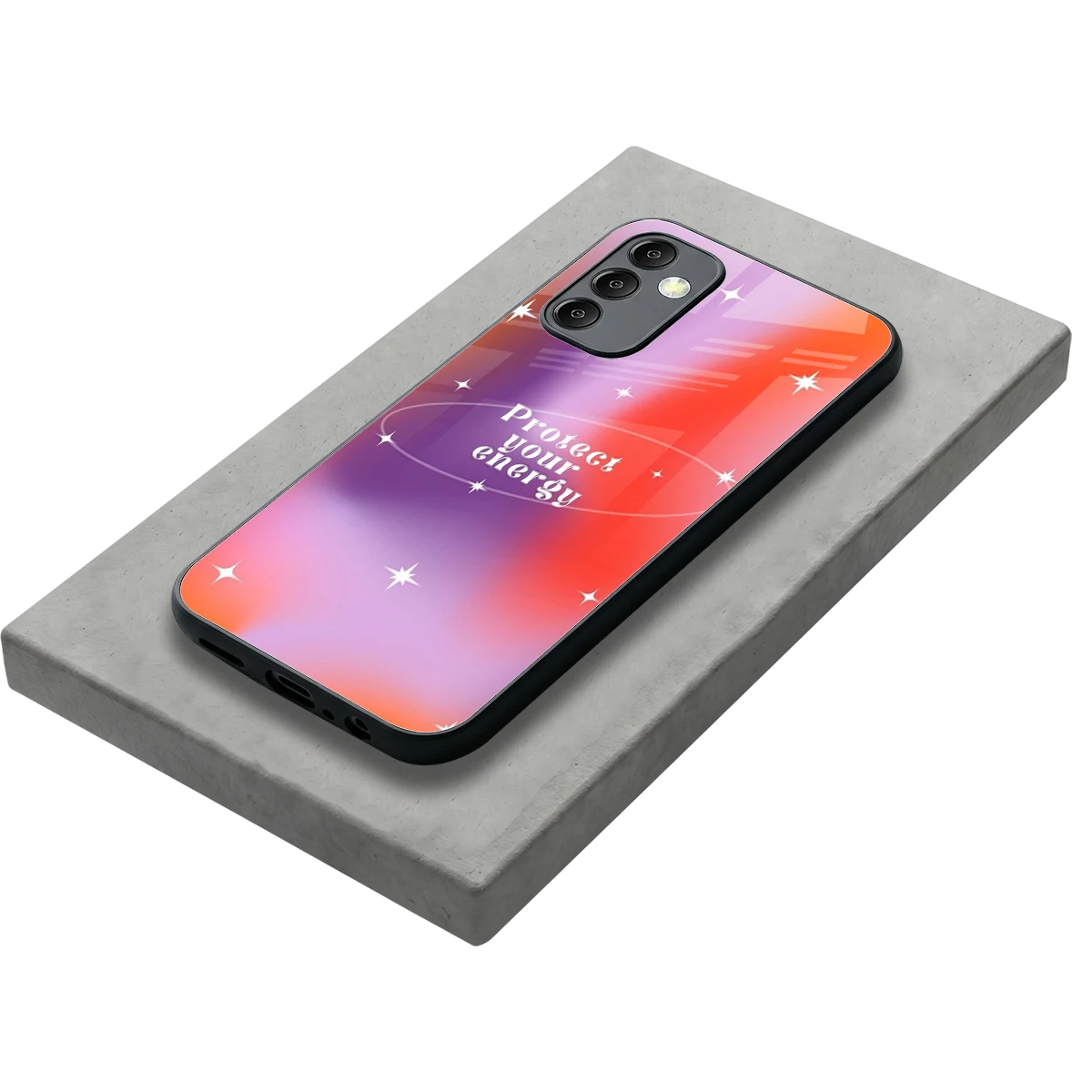 Protect Your Energy stylish phone case for samsung galaxy m14 5g | glossy glass and slim fit