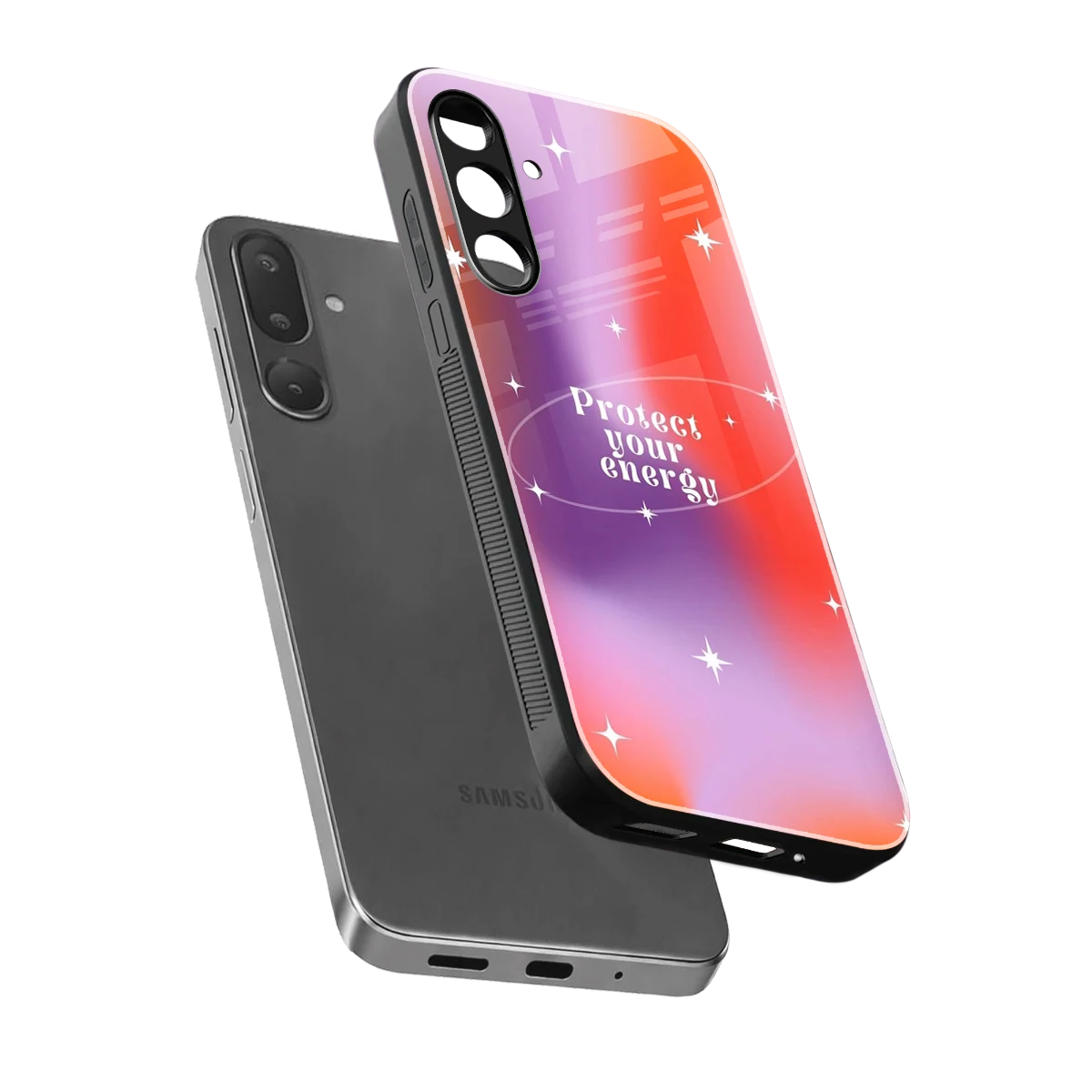 Protect Your Energy sleek samsung galaxy m36 5g cover with tempered glass back and TPU edges