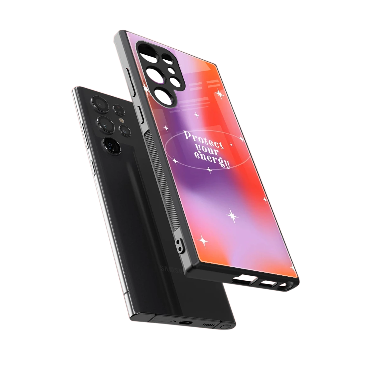 Protect Your Energy sleek samsung galaxy s23 ultra cover with tempered glass back and TPU edges