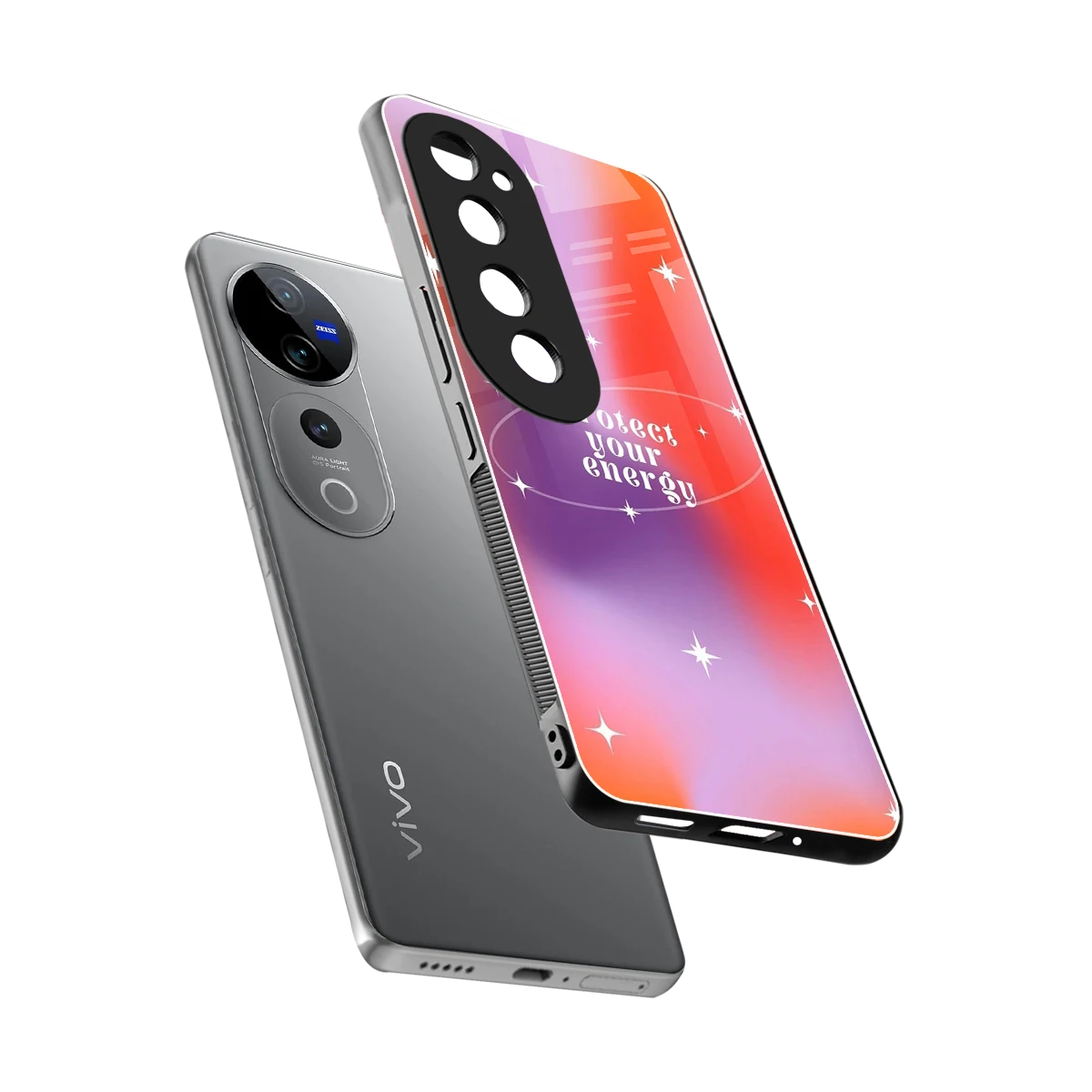 Protect Your Energy sleek vivo v40 pro cover with tempered glass back and TPU edges