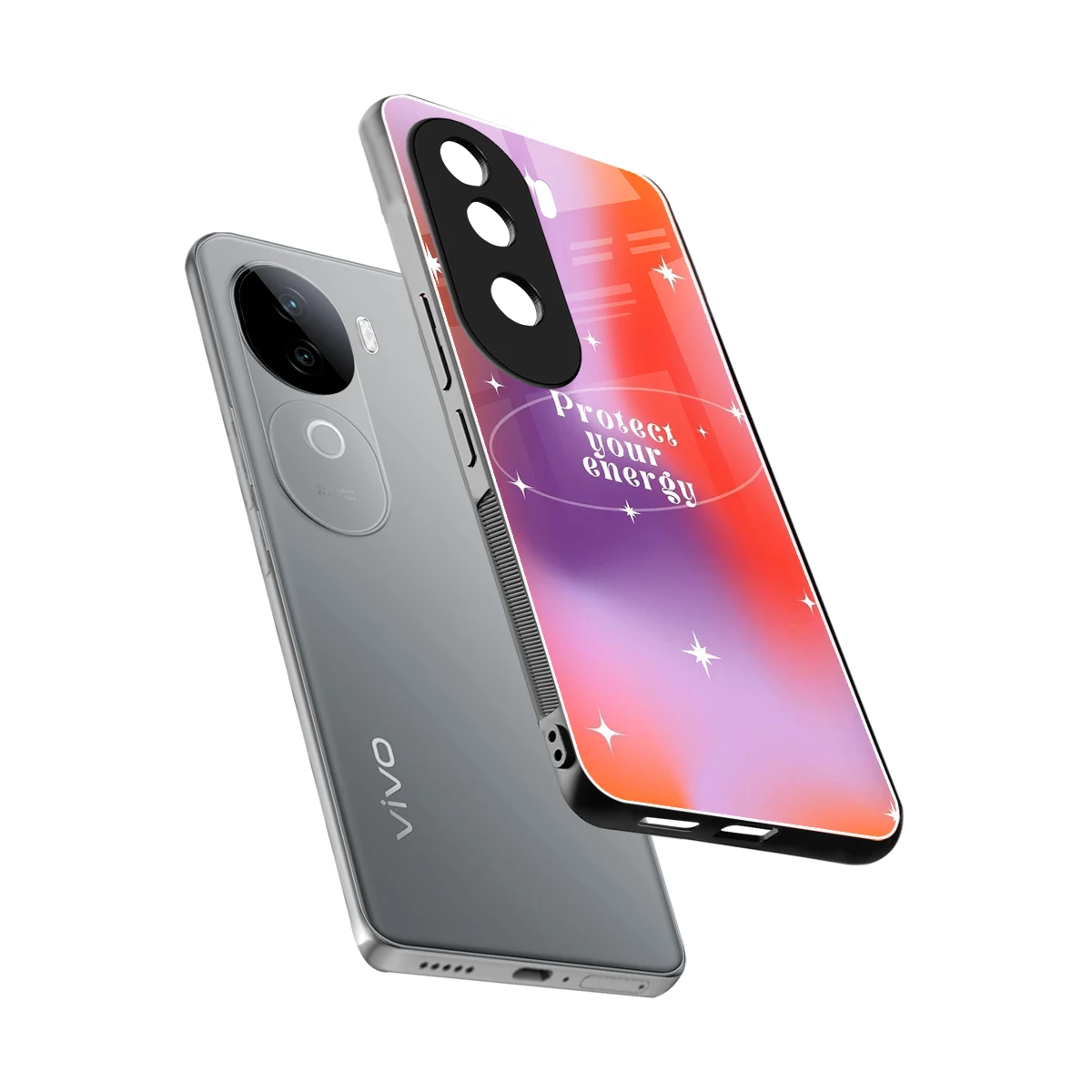 Protect Your Energy sleek vivo v40e cover with tempered glass back and TPU edges