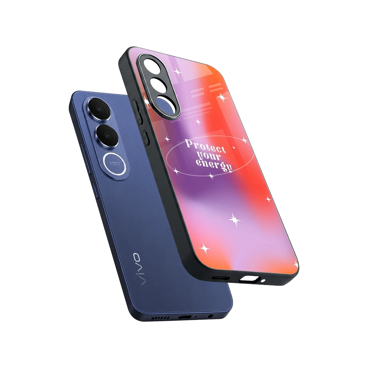 Protect Your Energy sleek vivo v70 fe cover with tempered glass back and TPU edges
