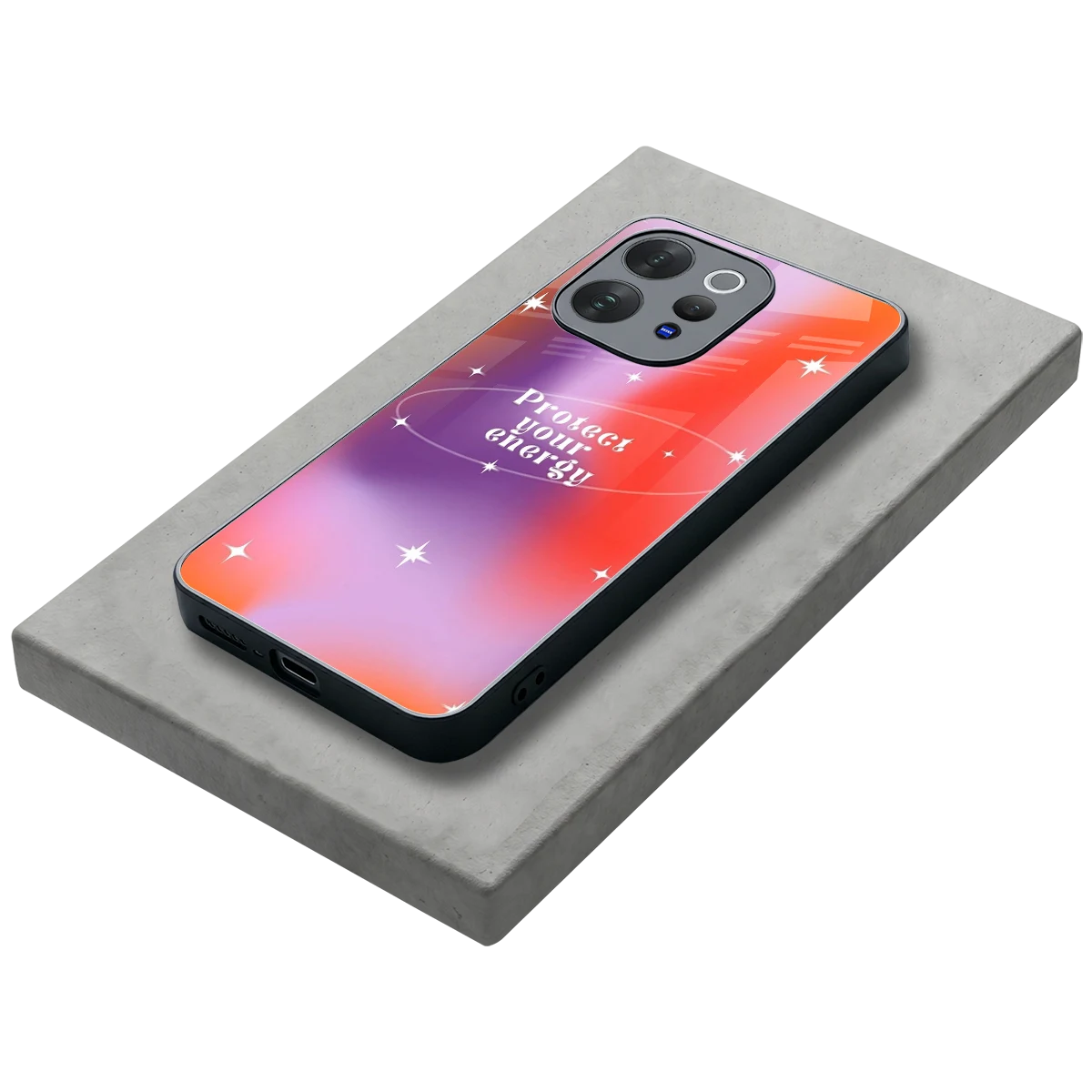 Protect Your Energy stylish phone case for vivo v70 | glossy glass and slim fit