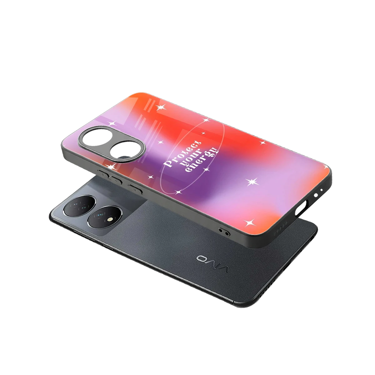 Protect Your Energy sleek Vivo-y100 cover with tempered glass back and TPU edges