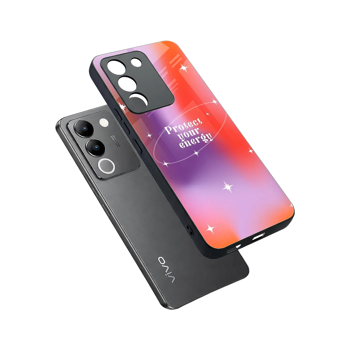 Protect Your Energy sleek vivo y200 5g cover with tempered glass back and TPU edges