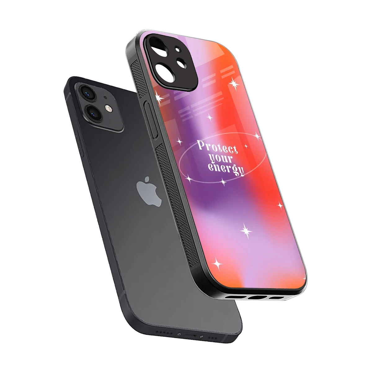 Protect Your Energy sleek iphone 12 cover with tempered glass back and TPU edges