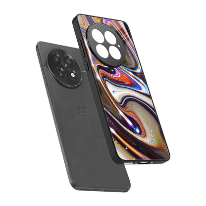 Psychedelic Marble sleek oneplus 13 cover with tempered glass back and TPU edges