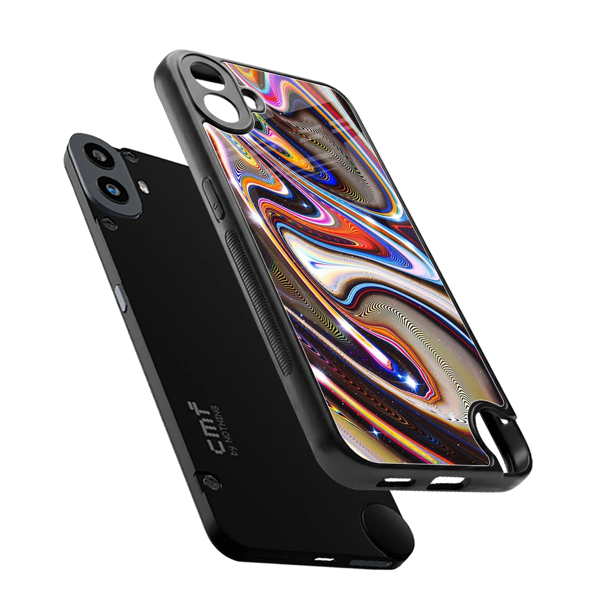 Psychedelic Marble sleek cmf nothing phone 1 cover with tempered glass back and TPU edges