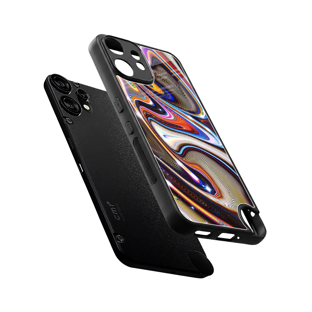 Psychedelic Marble sleek cmf nothing phone 2 pro cover with tempered glass back and TPU edges