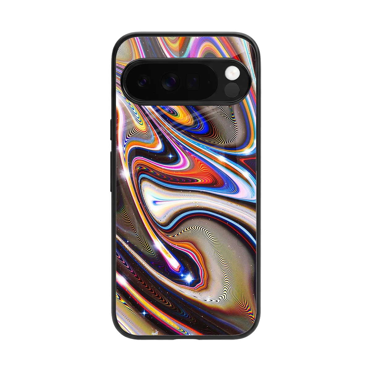 Psychedelic Marble back phone cover | glass case for google pixel 10 pro xl
