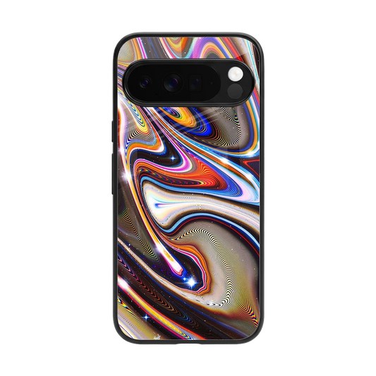 Psychedelic Marble back phone cover | glass case for google pixel 10 pro xl