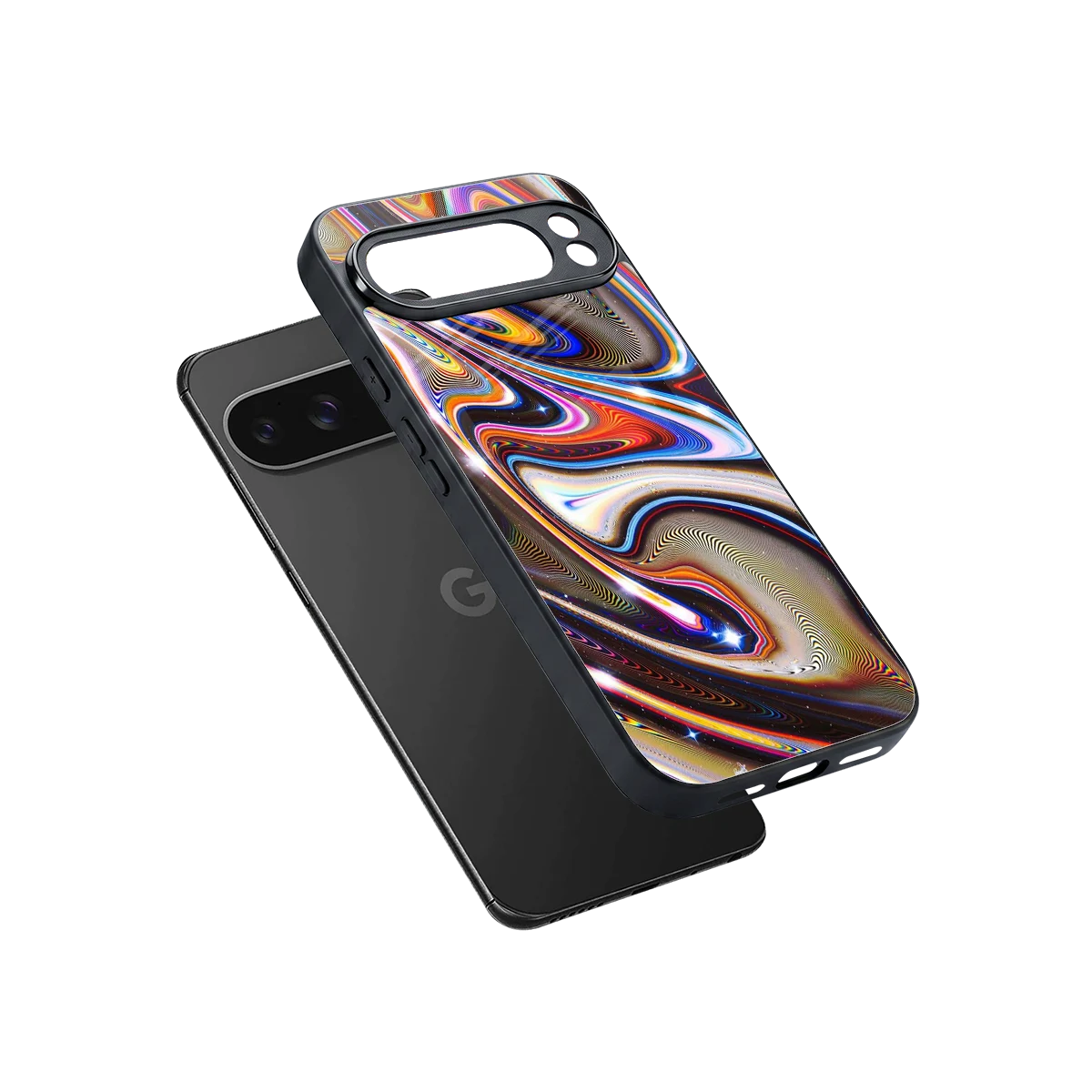 Psychedelic Marble sleek google pixel 10 pro xl cover with tempered glass back and TPU edges