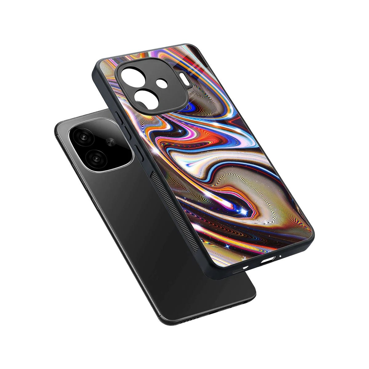 Psychedelic Marble sleek iqoo neo 10r 5g cover with tempered glass back and TPU edges