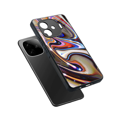 Psychedelic Marble sleek iqoo neo 10r 5g cover with tempered glass back and TPU edges