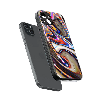 Psychedelic Marble sleek iphone 14 plus cover with tempered glass back and TPU edges