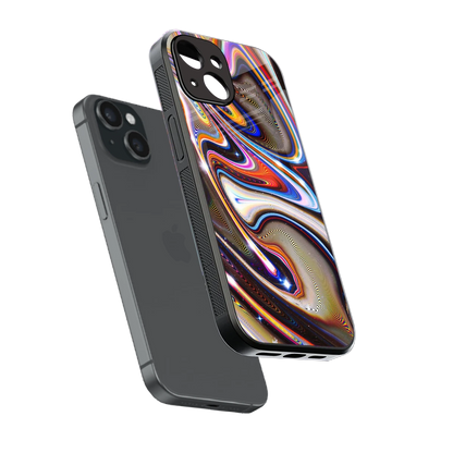 Psychedelic Marble sleek iphone 15 cover with tempered glass back and TPU edges