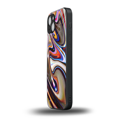 Psychedelic Marble iphone 15 mobile cover | shockproof glass phone case