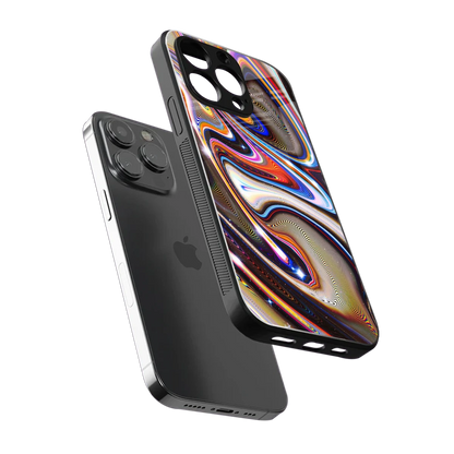 Psychedelic Marble sleek iphone 15 pro cover with tempered glass back and TPU edges