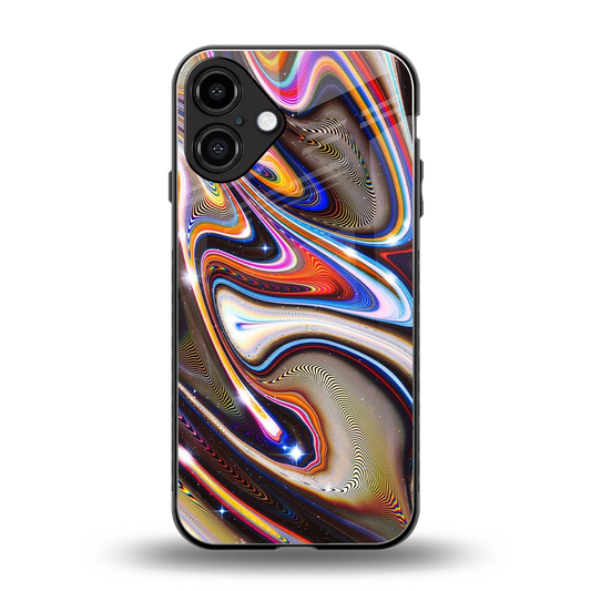Psychedelic Marble back phone cover | glass case for iphone 16 plus