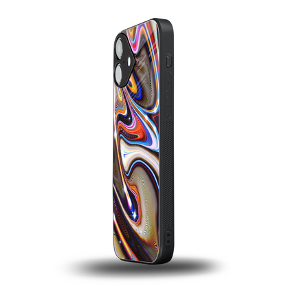 Psychedelic Marble iphone 16 plus mobile cover | shockproof glass phone case