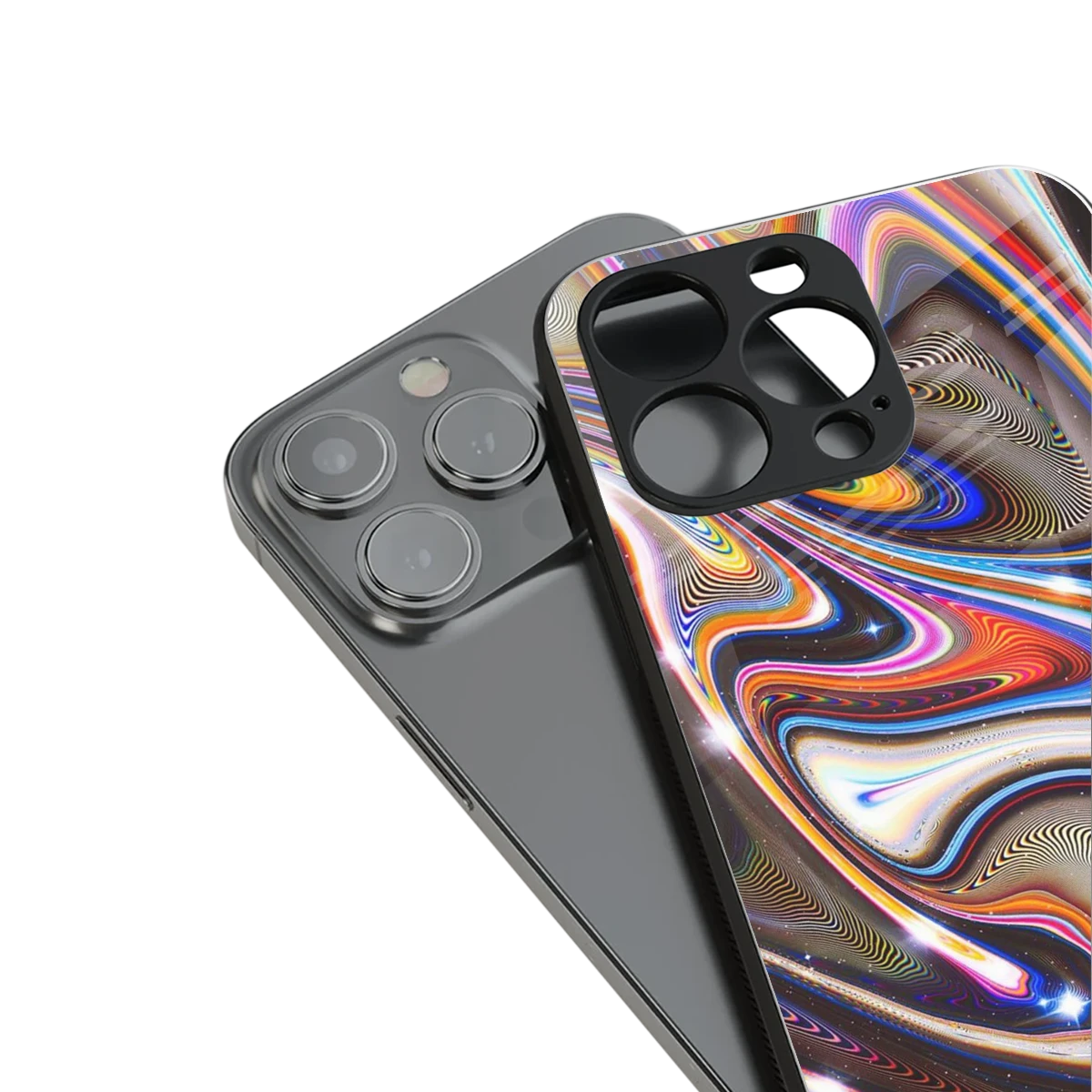 Psychedelic Marble stylish phone case for iphone 15 pro | glossy glass and slim fit