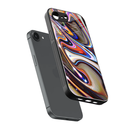 Psychedelic Marble sleek iphone 16e cover with tempered glass back and TPU edges