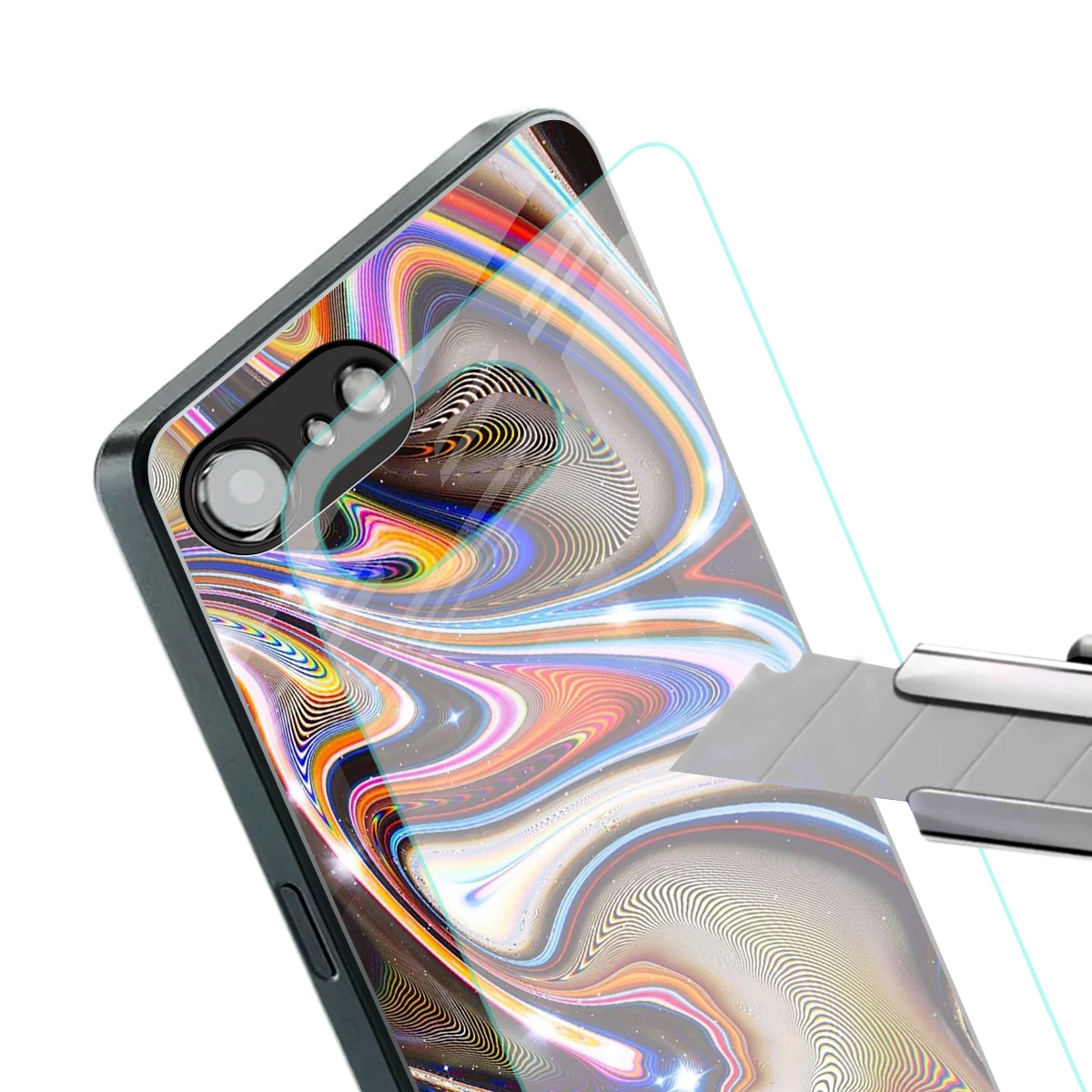 Psychedelic Marble stylish phone case for iphone 17e | glossy glass and slim fit