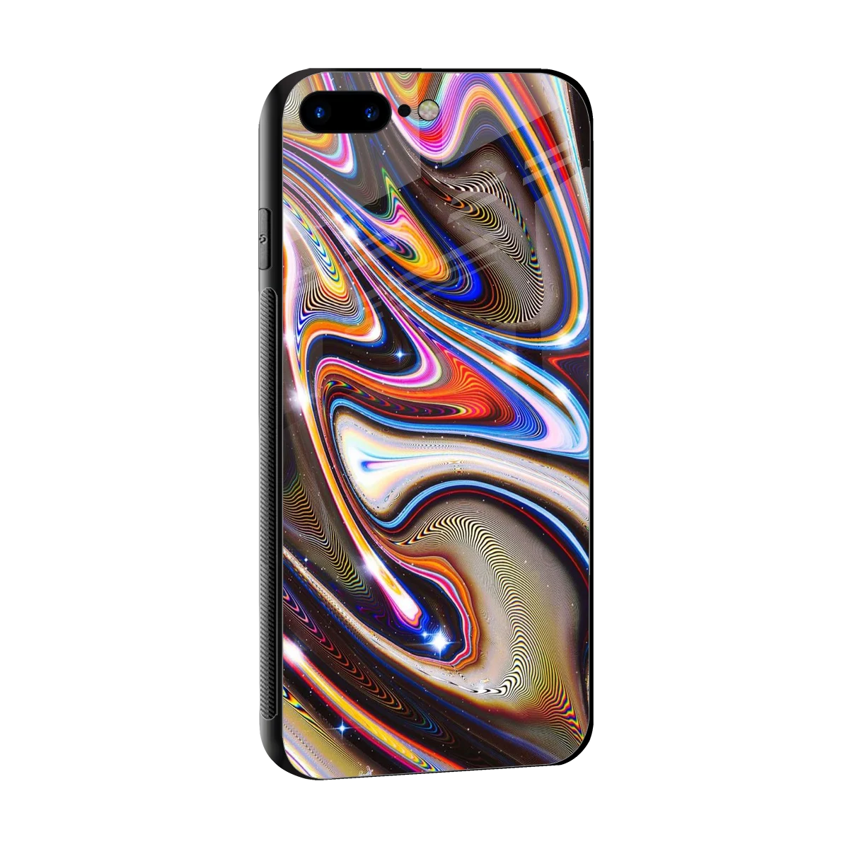 Psychedelic Marble sleek iphone 8 plus cover with tempered glass back and TPU edges