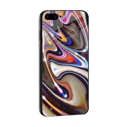 Psychedelic Marble sleek iphone 8 plus cover with tempered glass back and TPU edges