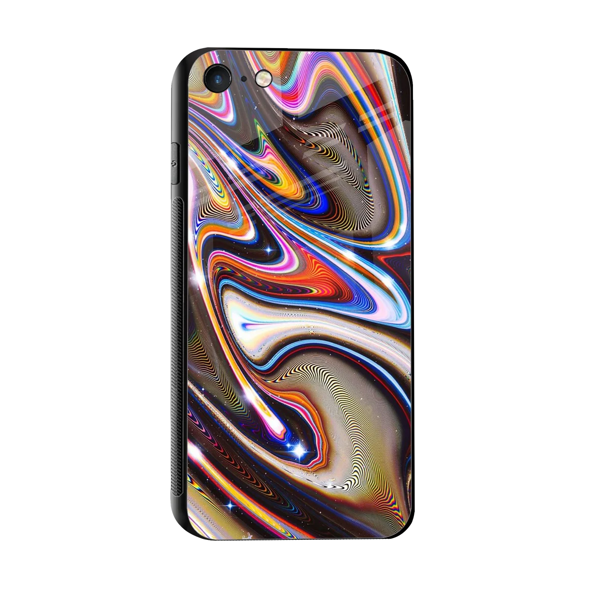 Psychedelic Marble sleek iphone 7 cover with tempered glass back and TPU edges