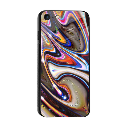 Psychedelic Marble sleek iphone 7 cover with tempered glass back and TPU edges