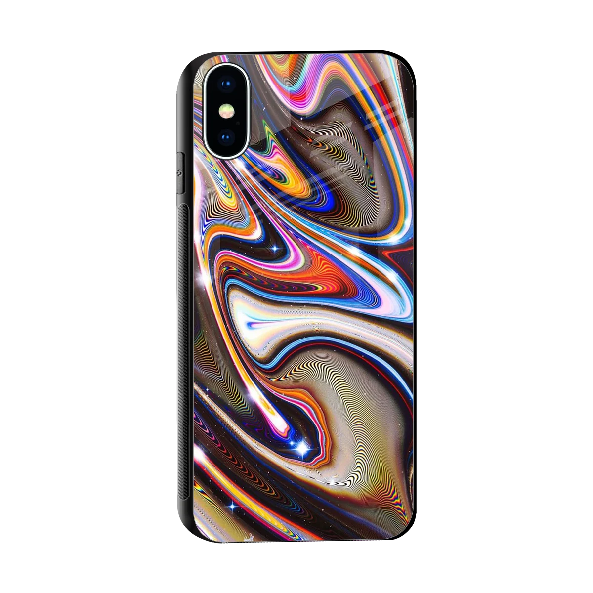 Psychedelic Marble sleek iphone xs cover with tempered glass back and TPU edges