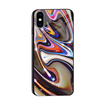 Psychedelic Marble sleek iphone xs cover with tempered glass back and TPU edges