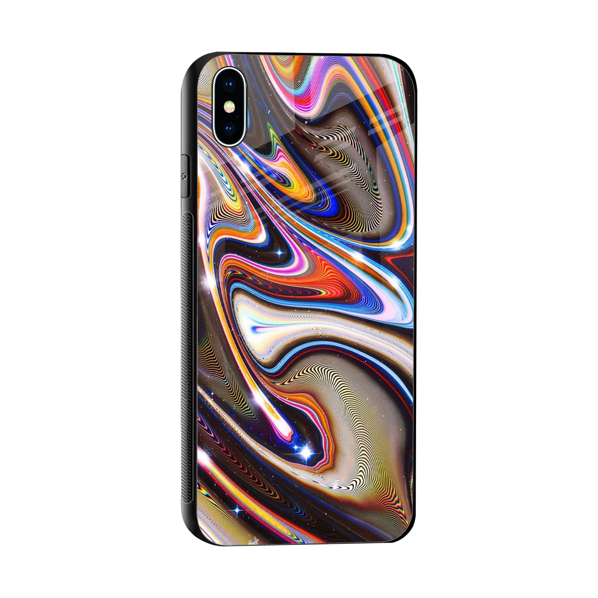 Psychedelic Marble sleek iphone xs max cover with tempered glass back and TPU edges