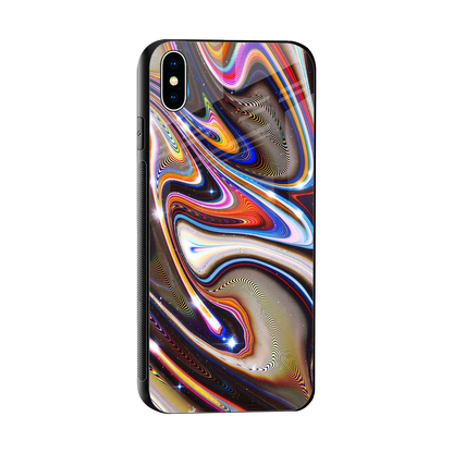 Psychedelic Marble sleek iphone xs max cover with tempered glass back and TPU edges