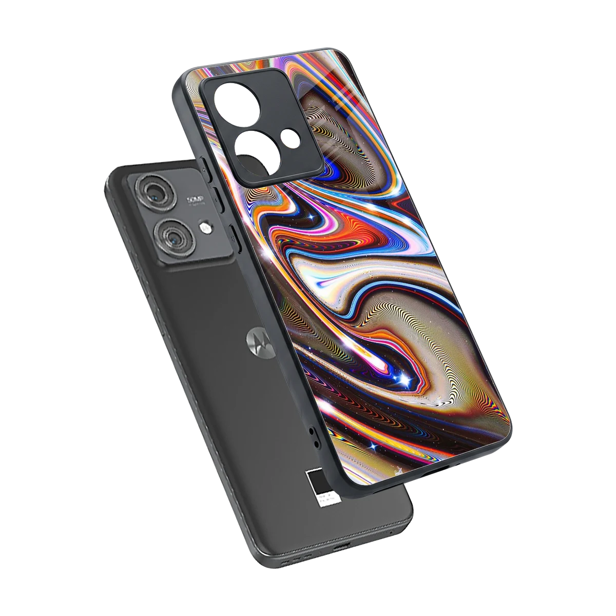 Psychedelic Marble sleek motorola edge 40 neo 5g cover with tempered glass back and TPU edges