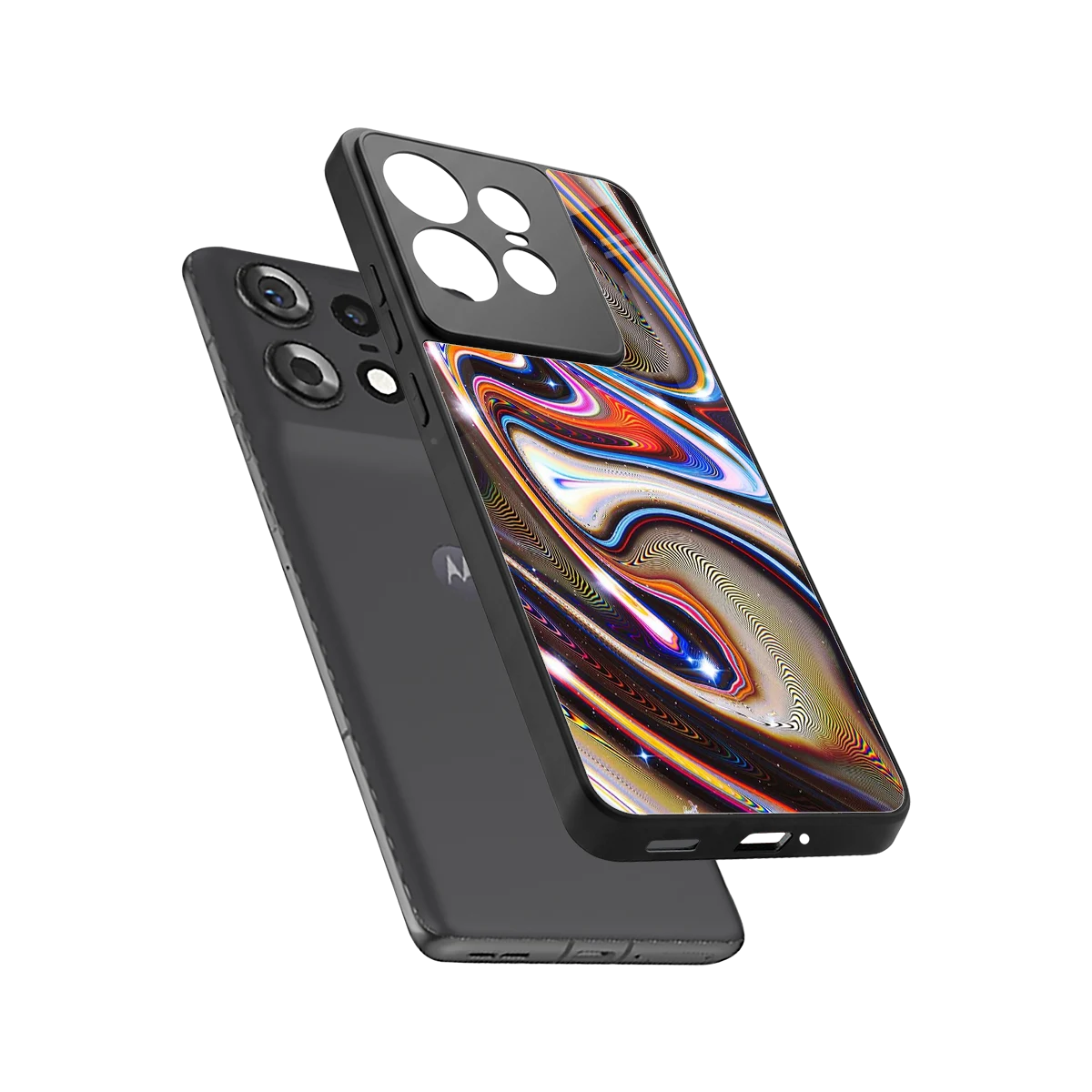Psychedelic Marble sleek motorola edge 50 pro cover with tempered glass back and TPU edges