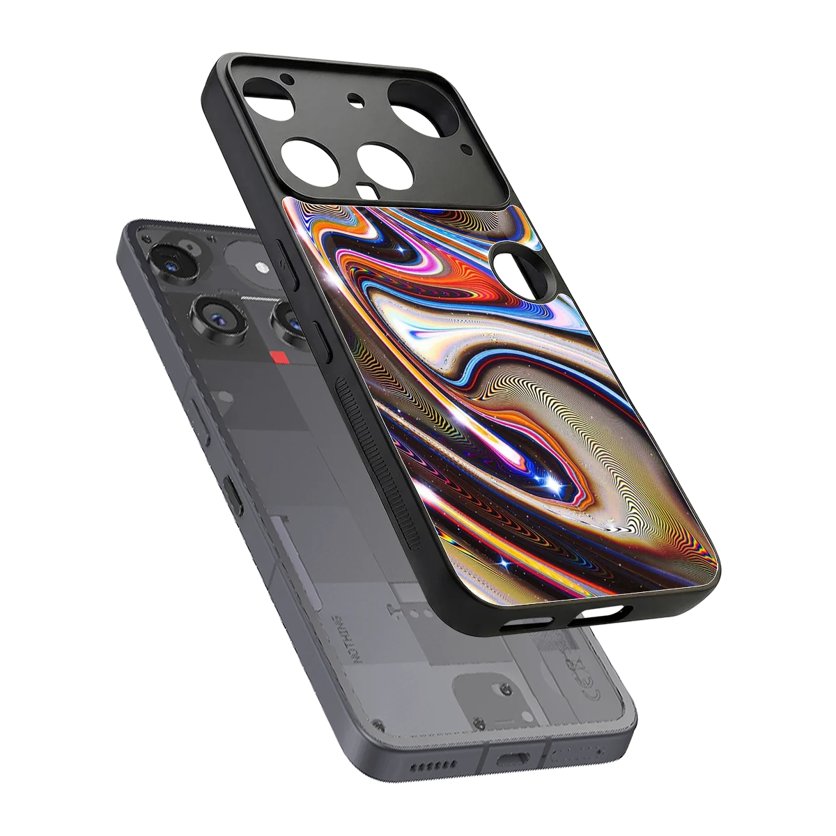 Psychedelic Marble sleek nothing phone 3 cover with tempered glass back and TPU edges