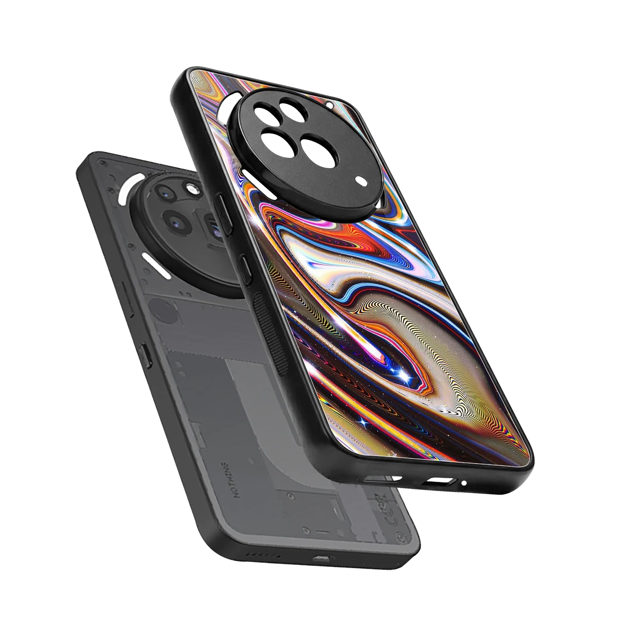 Psychedelic Marble sleek nothing phone 3a pro cover with tempered glass back and TPU edges