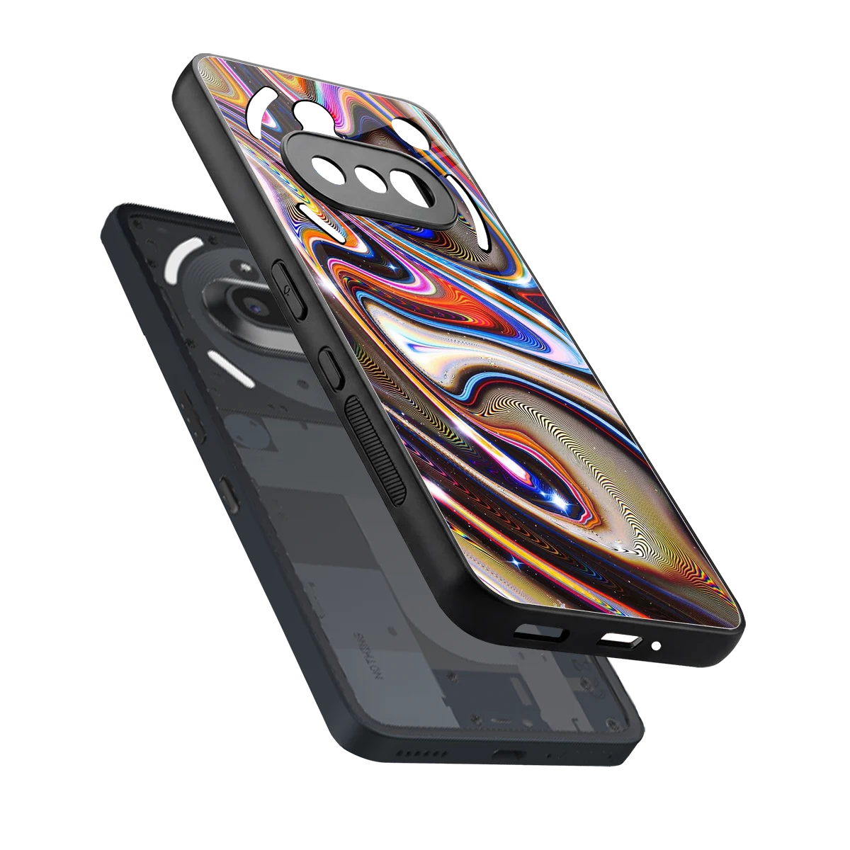 Psychedelic Marble sleek nothing phone 3a cover with tempered glass back and TPU edges