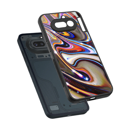 Psychedelic Marble sleek nothing phone 4a cover with tempered glass back and TPU edges