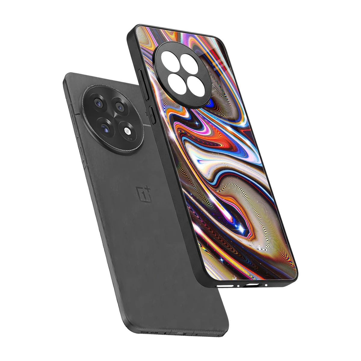 Psychedelic Marble sleek oneplus 13r cover with tempered glass back and TPU edges