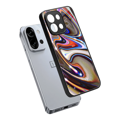 Psychedelic Marble sleek oneplus 13s cover with tempered glass back and TPU edges