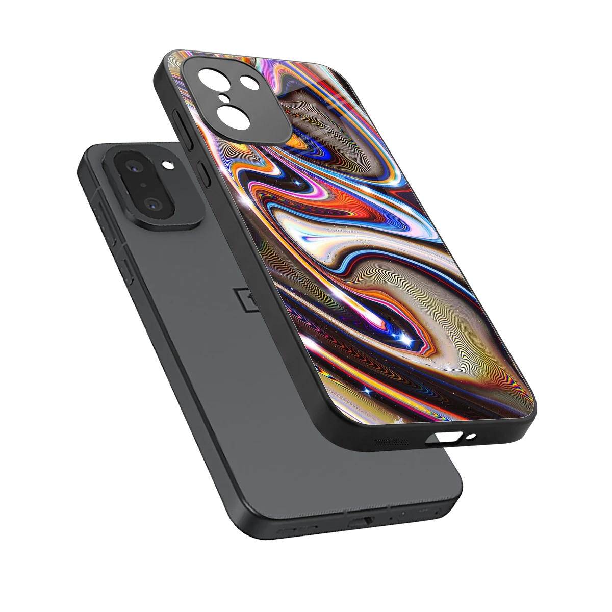 Psychedelic Marble sleek oneplus 15r cover with tempered glass back and TPU edges