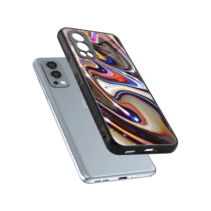 Psychedelic Marble sleek oneplus nord 2 cover with tempered glass back and TPU edges