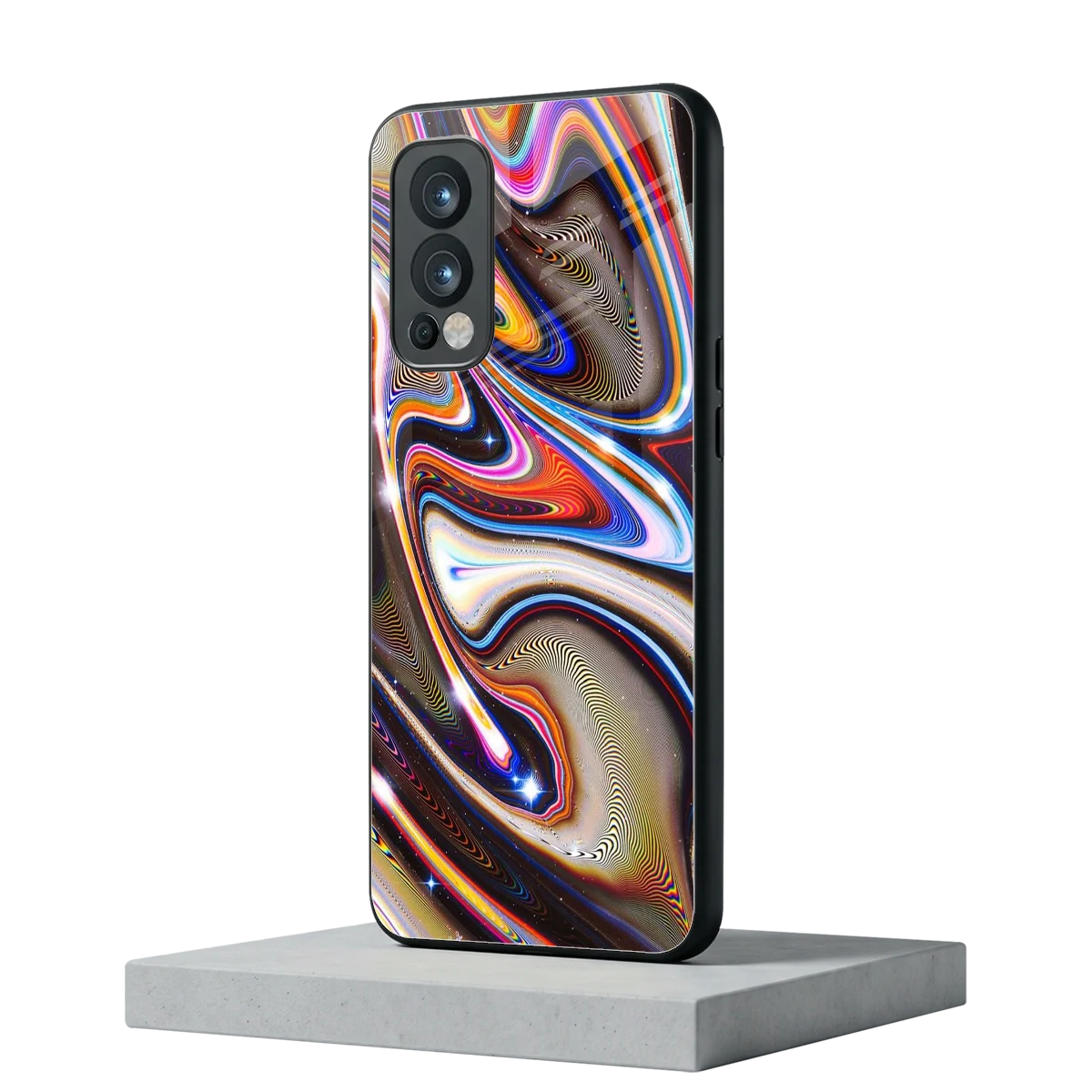 Psychedelic Marble oneplus nord 2 mobile cover | shockproof glass phone case
