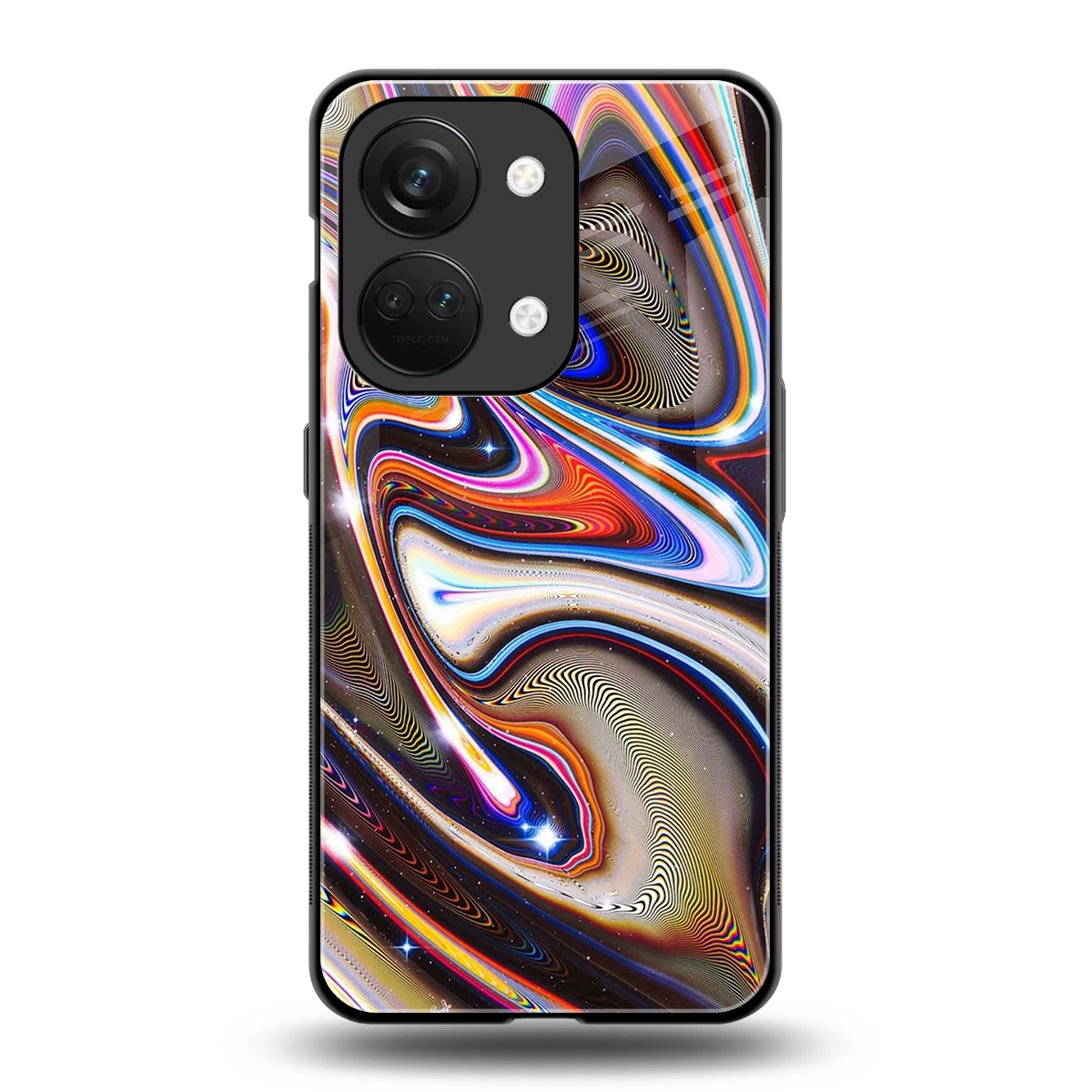 Psychedelic Marble back phone cover | glass case for oneplus nord 3